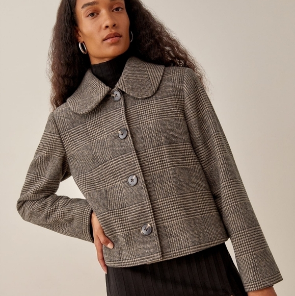 Reformation Dillon Jacket in Brown Plaid size XS - Picture 1 of 10